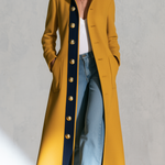 Women's Retro Color-Block Single-Breasted Tweed Coat For Fall Winter