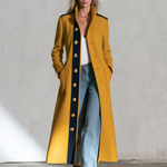 Women's Retro Color-Block Single-Breasted Tweed Coat For Fall Winter