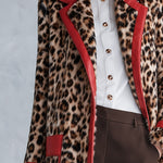 Chic Urban Faux-Leather Trimmed Leopard-Print Faux-Fur Coat