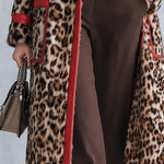 Chic Urban Faux-Leather Trimmed Leopard-Print Faux-Fur Coat