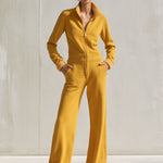 Casual And Stylish Yellow Cotton Fleece Zip-up Jumpsuit