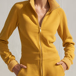 Casual And Stylish Yellow Cotton Fleece Zip-up Jumpsuit