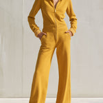 Casual And Stylish Yellow Cotton Fleece Zip-up Jumpsuit