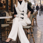 Fashionable Retro Leopard Print Off-white Faux Fur Vest