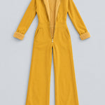 Casual And Stylish Yellow Cotton Fleece Zip-up Jumpsuit