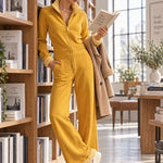 Casual And Stylish Yellow Cotton Fleece Zip-up Jumpsuit