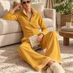 Casual And Stylish Yellow Cotton Fleece Zip-up Jumpsuit