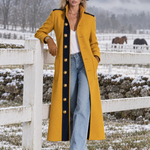 Women's Retro Color-Block Single-Breasted Tweed Coat For Fall Winter