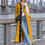 Women's Retro Color-Block Single-Breasted Tweed Coat For Fall Winter