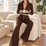 Fashionable Sporty Slim Fit Cargo Workwear Chocolate Knit Cotton Zip-up Jumpsuit