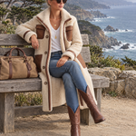 Retro Color-Block Sherpa Lapel Faux Suede Jacket For Women