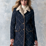 Casual Retro Diamond-stitched Fleece-lined Faux Suede Coat