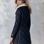 Casual Retro Diamond-stitched Fleece-lined Faux Suede Coat