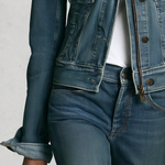 Classic Western Stand Collar Zip Up Fitted Cropped Medium Wash Denim Jacket