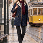 Casual Retro Diamond-stitched Fleece-lined Faux Suede Coat