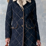 Casual Retro Diamond-stitched Fleece-lined Faux Suede Coat