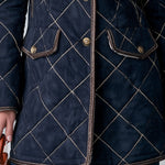 Casual Retro Diamond-stitched Fleece-lined Faux Suede Coat