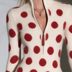 Retro Cream Mohair Polka Dot Ruffle Hem Knit Mini Dress