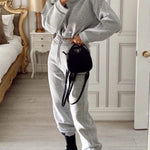 Two Piece Outfits Casual Lounge Sets Long Sleeve Drawstring Cropped Hoodie with Sweatpants