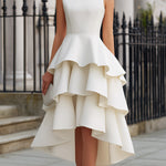 Sleeveless Tiered High-Low Peplum Dress
