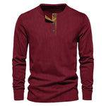 KZZ Men's Regular Fit Patchwork Print Half Button Thermal Lined Henry Collar Shirt