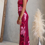 Asymmetric One Shoulder Floral Print Bodycon Maxi Dress