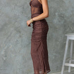 Margovil Twist Knot Cut Out Ruched Bodycon Maxi Cami Dress