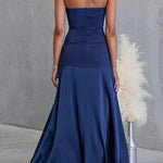 Strapless Tube Splice Swing Maxi Party Dress