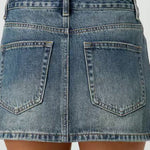 Margovil One Button Pocketed Denim Mini Skirt
