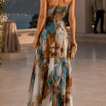 Spaghetti Strap Printed Flowy Maxi Dress