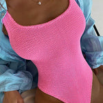 Margovil Low Back High Cut Crinkle One Piece Swimsuit