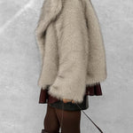 Margovil Collared Open Front Winter Faux Fur Coat