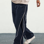 KZZ Men's Letter Patchwork Side Stripe Drawstring Waist Pants