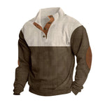 KZZ Men's Color Block Casual Hoodie, Half-Zip Long-Sleeve Sweatshirt