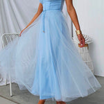 Margovil Open Back Waisted Swing Maxi Cami Tulle Dress
