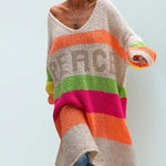 Nadorine Women's Bohemian Casual Pullover Sweater Dress