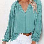 Nadorine Split V Neck Long Sleeve Dolman Blouse for Women Casual Business Work Office 2026 | Under $40