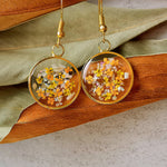 Pressed Flower Earrings -Yellow Lily Resin