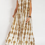 Nadorine Women's Casual Sleeveless Dress Loose V Neck Tie-dye Beach Maxi Long Dress