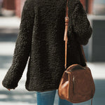 Plush Coat Lapel Long Sleeved Cardigan Jacket