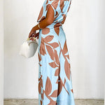 Off Shoulder Waisted Print Maxi Dress