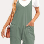 Zip pocket suspenders jumpsuit