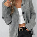 Drawstring knitted cardigan jacket