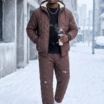 KZZ Men's Quilted Hooded Thermal Set