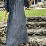 MIRA v-neck paneled maxi dress