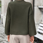 Nadorine Crewneck Knitted Sweater Solid Color Batwing Long Sleeve Pullover Jumper Top