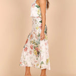 Sleeveless Halter Neck Printed Satin Dress