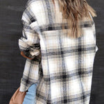 Autumn and winter long sleeve loose plaid shirt woolen coat