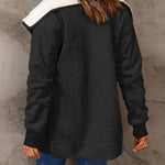 Fleece Long Sleeve Warm Teddy Coat Lapel Cardigan With Pocket