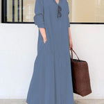 Original Solid Color Lapel Shirt Dress